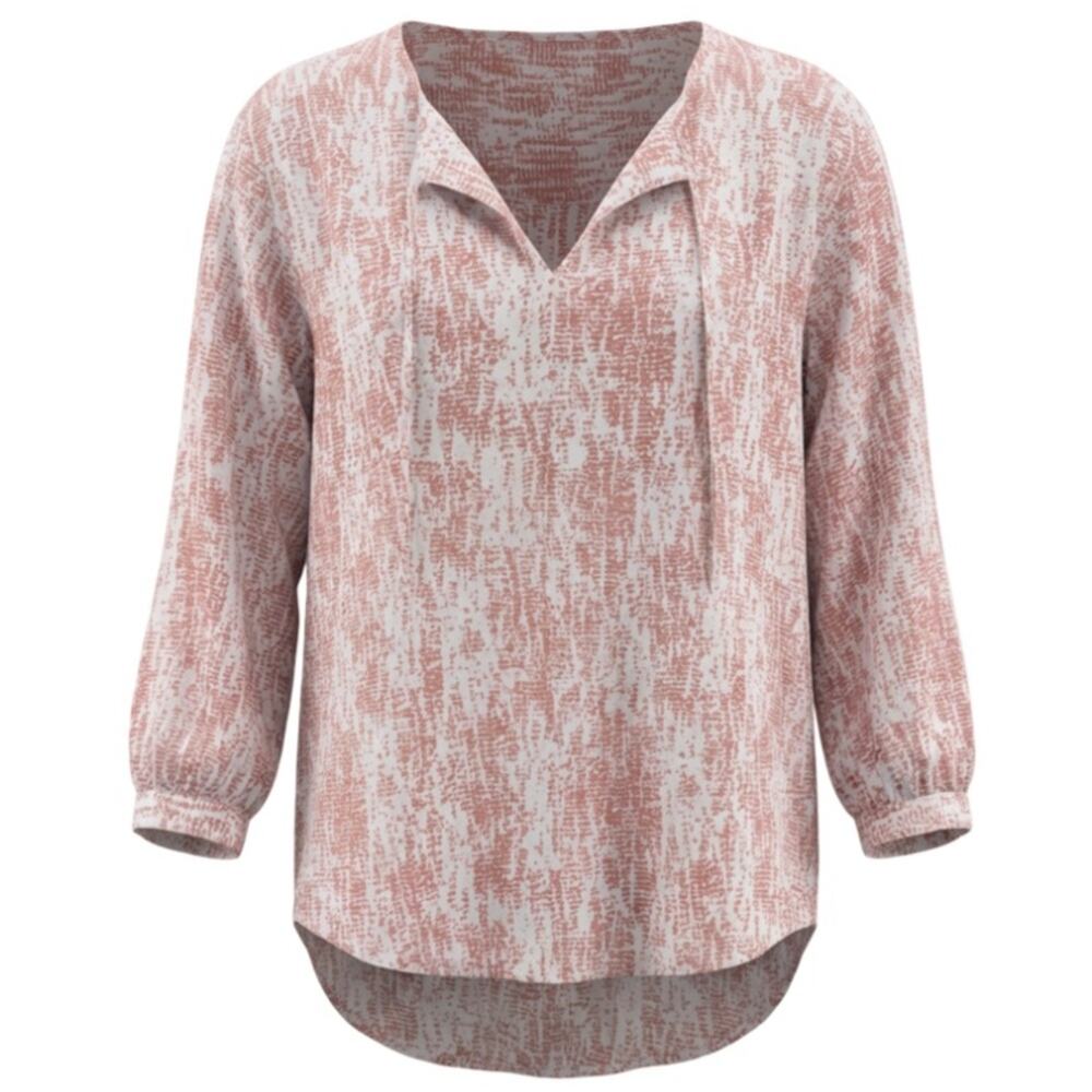 Caslon White & Pink Desert Texture Peasant Top Size S - Picture 1 of 6